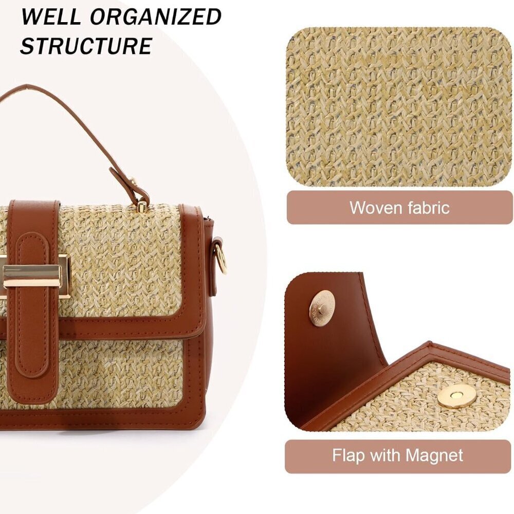Straw Crossbody Bag Women Raffia Woven Summer Beach Handbag Shoulder Clutch - Picture 4 of 7